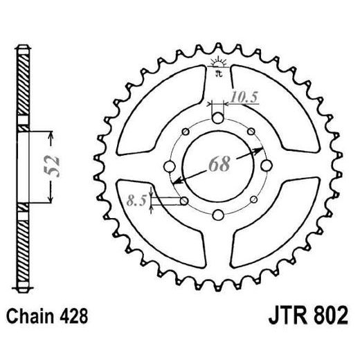 ŘETĚZOVÁ ROZETA JT JTR 802-42 42 ZUBŮ, 428