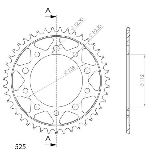 ŘETĚZOVÁ ROZETA SUPERSPROX RFE-1304:44-BLK ČERNÝ 44 ZUBŮ, 525