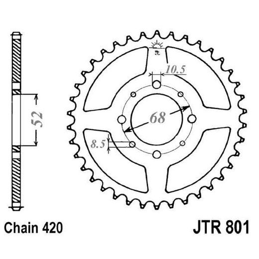 ŘETĚZOVÁ ROZETA JT JTR 801-54 54 ZUBŮ, 420