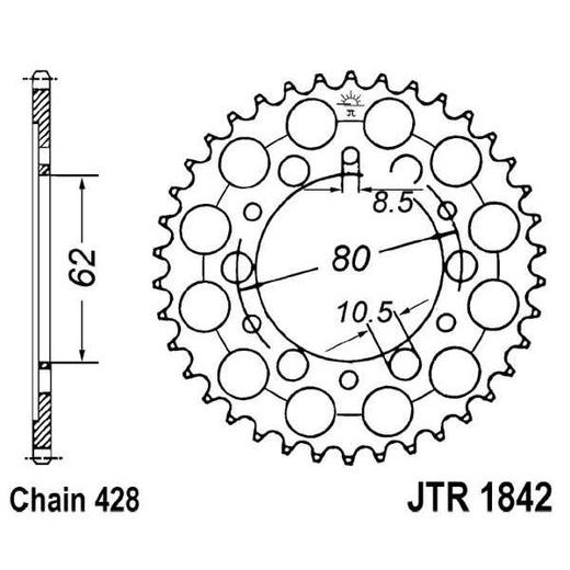 ŘETĚZOVÁ ROZETA JT JTR 1842-52 52 ZUBŮ, 428