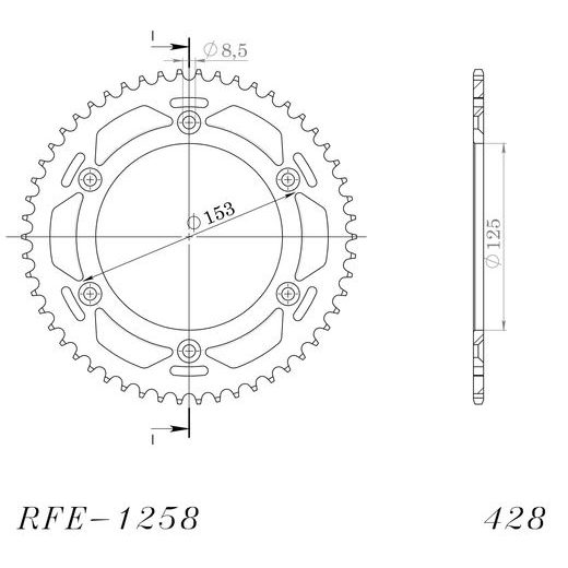 ŘETĚZOVÁ ROZETA SUPERSPROX RFE-1258:54-BLK ČERNÝ 54 ZUBŮ, 428