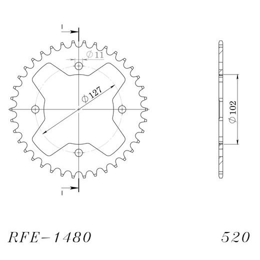 ŘETĚZOVÁ ROZETA SUPERSPROX RFE-1480:38-BLK ČERNÝ 38 ZUBŮ, 520