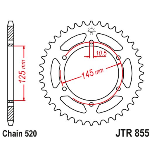 ŘETĚZOVÁ ROZETA JT JTR 855-45ZBK 45 ZUBŮ, 520 ČERNÝ ZINEK