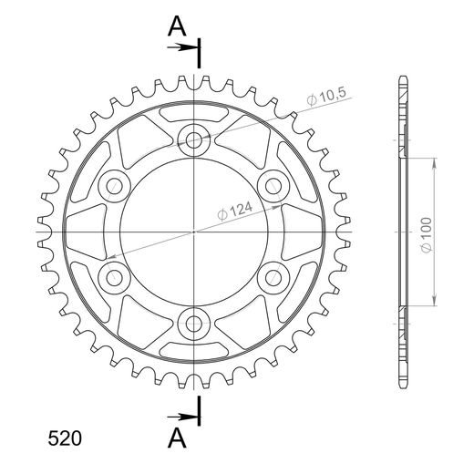 ŘETĚZOVÁ ROZETA SUPERSPROX RFE-735:40-BLK ČERNÝ 40 ZUBŮ, 520