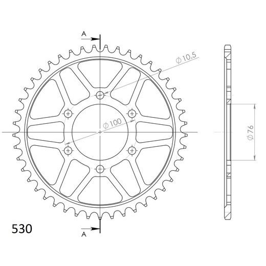 ŘETĚZOVÁ ROZETA SUPERSPROX RFE-816:45-BLK ČERNÝ 45 ZUBŮ, 530