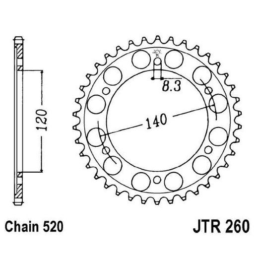 ŘETĚZOVÁ ROZETA JT JTR 260-38 38 ZUBŮ, 520