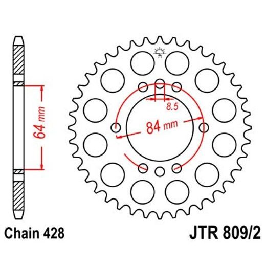 ŘETĚZOVÁ ROZETA JT JTR 809/2-45 45 ZUBŮ, 428