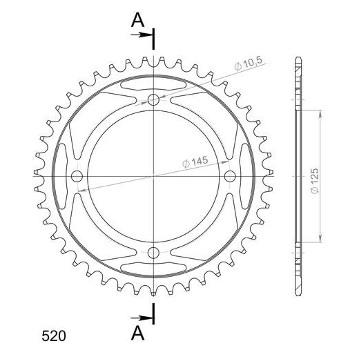 ŘETĚZOVÁ ROZETA SUPERSPROX RFE-857:43-BLK ČERNÝ 43 ZUBŮ, 520