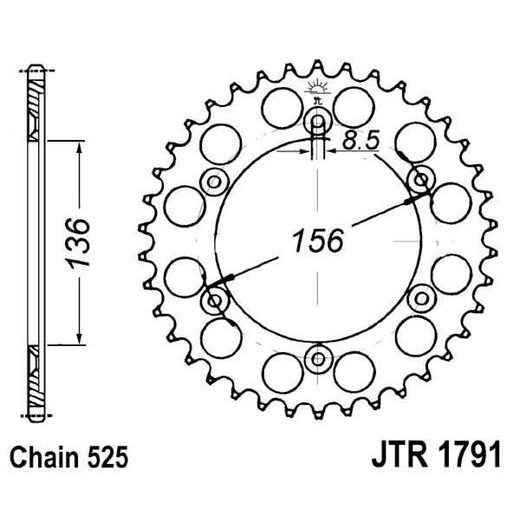 ŘETĚZOVÁ ROZETA JT JTR 1791-41 41 ZUBŮ, 525