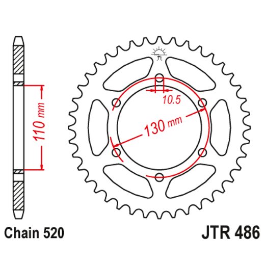 ŘETĚZOVÁ ROZETA JT JTR 486-42 42 ZUBŮ, 520