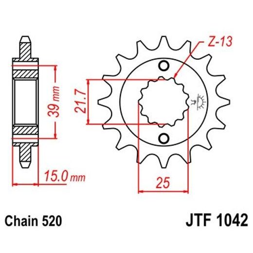 ŘETĚZOVÉ KOLEČKO JT JTF 1042-16 16 ZUBŮ, 520