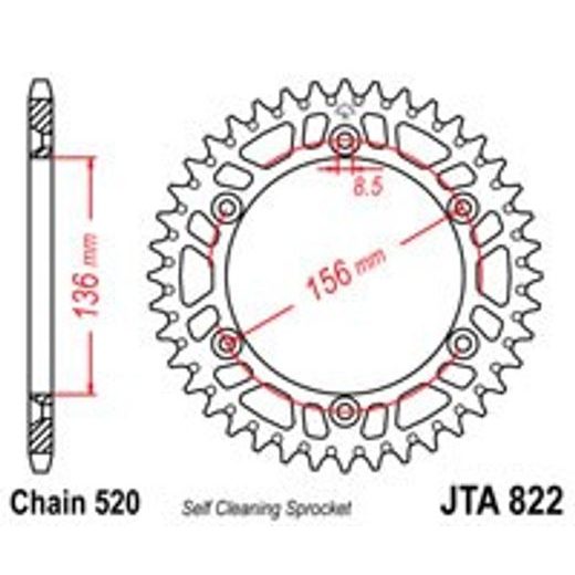 HLINÍKOVÁ ŘETĚZOVÁ ROZETA JT JTA 822-53 53 ZUBŮ, 520