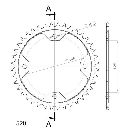 ŘETĚZOVÁ ROZETA SUPERSPROX RFE-1857:40-BLK ČERNÝ 40 ZUBŮ, 520
