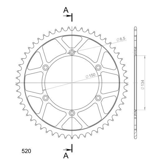 ŘETĚZOVÁ ROZETA SUPERSPROX RFE-460:53-BLK ČERNÝ 53 ZUBŮ, 520