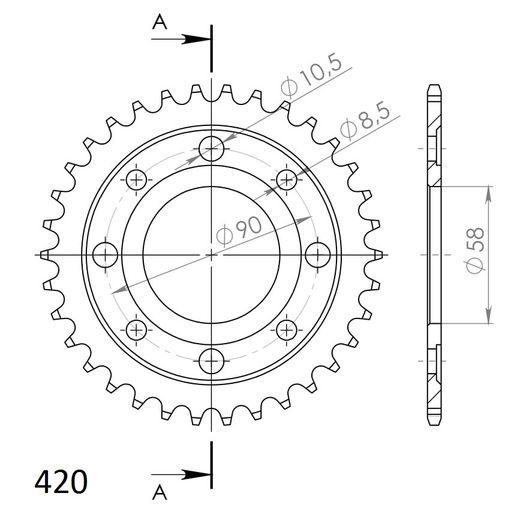 ŘETĚZOVÁ ROZETA SUPERSPROX RFE-214:34-BLK ČERNÝ 34 ZUBŮ, 420