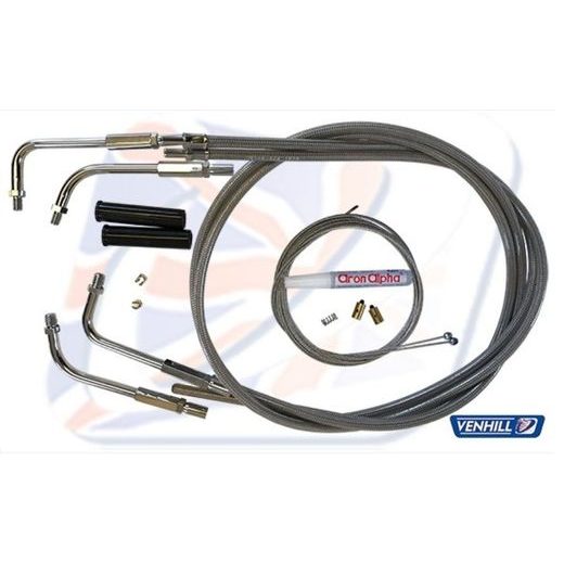 THROTTLE CABLE KIT VENHILL U01-4-405 BRAIDED THREADED