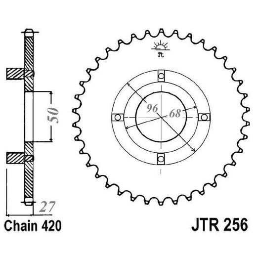 ŘETĚZOVÁ ROZETA JT JTR 256-42 42 ZUBŮ, 420
