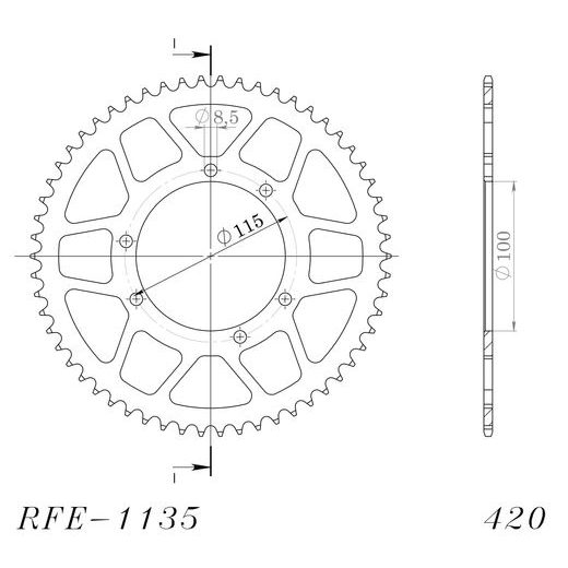 ŘETĚZOVÁ ROZETA SUPERSPROX RFE-1135:58-BLK ČERNÝ 58 ZUBŮ, 420