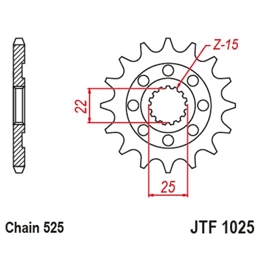 ŘETĚZOVÉ KOLEČKO JT JTF 1025-15 15 ZUBŮ, 525