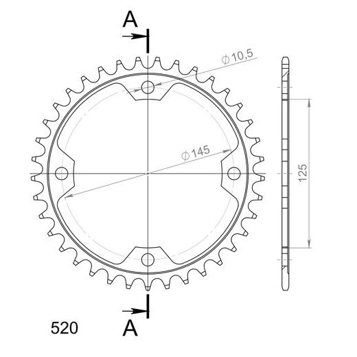 ŘETĚZOVÁ ROZETA SUPERSPROX RFE-1857:37-BLK ČERNÝ 37 ZUBŮ, 520