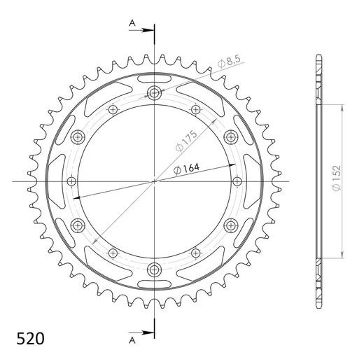 ŘETĚZOVÁ ROZETA SUPERSPROX RFE-853:48-BLK ČERNÝ 48 ZUBŮ, 520
