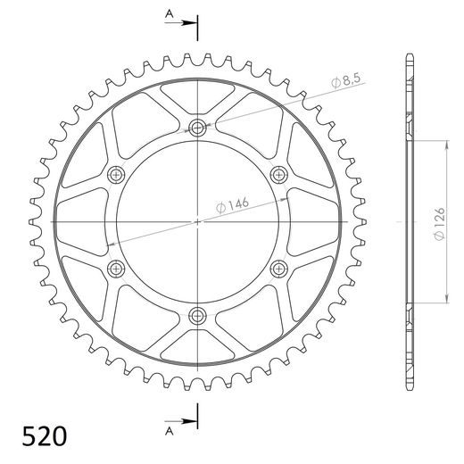 ŘETĚZOVÁ SADA EK - ZLATÝ ŘETĚZ 520 RRSM, NETĚSNĚNÝ, KOLEČKO SUPERSPROX, ROZETA SUPERSPROX PRO SUZUKI RM 250 1983