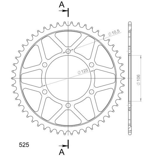 ŘETĚZOVÁ ROZETA SUPERSPROX RFE-2012:50-BLK ČERNÝ 50 ZUBŮ, 525