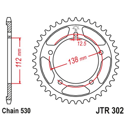 ŘETĚZOVÁ ROZETA JT JTR 302-39 39 ZUBŮ, 530