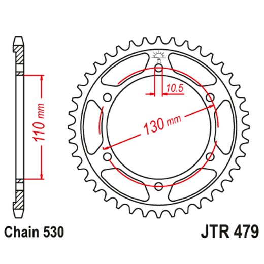 ŘETĚZOVÁ ROZETA JT JTR 479-45 45 ZUBŮ, 530