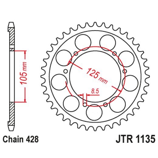 ŘETĚZOVÁ ROZETA JT JTR 1135-62 62 ZUBŮ, 428