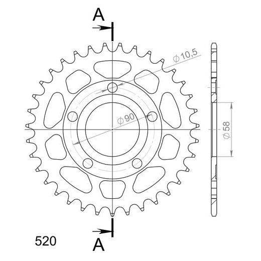 ŘETĚZOVÁ ROZETA SUPERSPROX RFE-604:35-BLK ČERNÝ 35 ZUBŮ, 520
