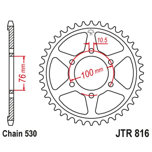 ŘETĚZOVÁ ROZETA JT JTR 816-43 43 ZUBŮ, 530