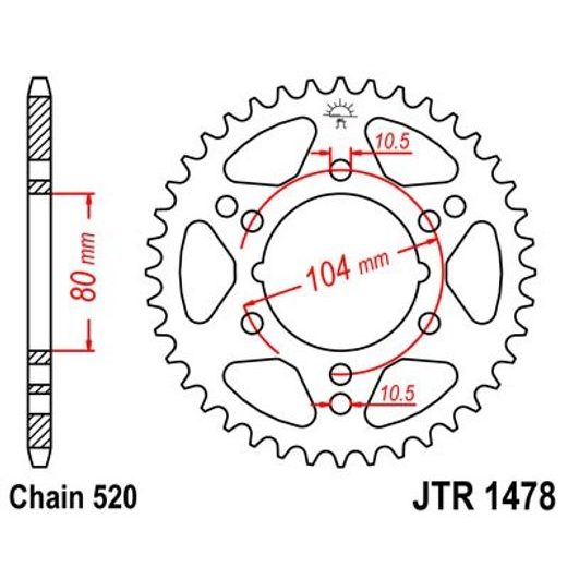 ŘETĚZOVÁ ROZETA JT JTR 1478-42 42 ZUBŮ, 520