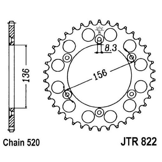 ŘETĚZOVÁ ROZETA JT JTR 822-50 50 ZUBŮ, 520