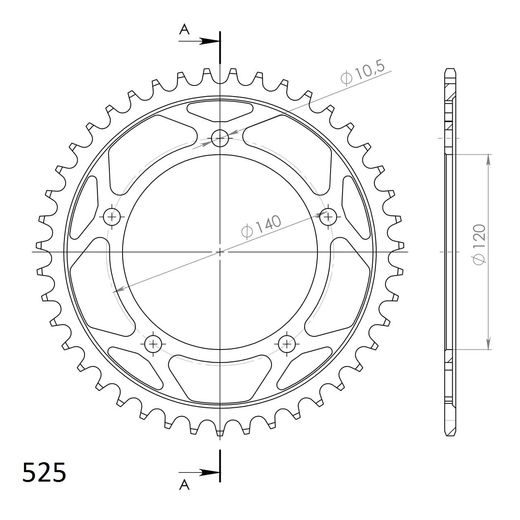 ŘETĚZOVÁ SADA EK - STŘÍBRNÝ ŘETĚZ 525 SRO, O-KROUŽEK, KOLEČKO JT POGUMOVANÉ, ROZETA SUPERSPROX PRO TRIUMPH THRUXTON 865 2007-2015