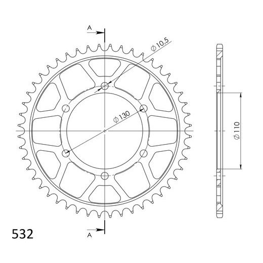 ŘETĚZOVÁ ROZETA SUPERSPROX RFE-1875:48-BLK ČERNÝ 48 ZUBŮ, 532