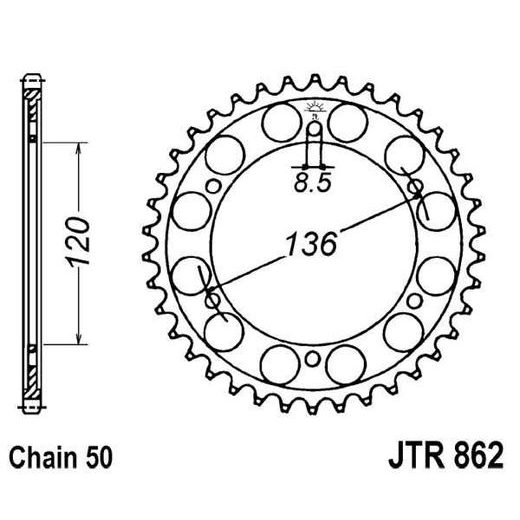 ŘETĚZOVÁ ROZETA JT JTR 862-44 44 ZUBŮ, 530