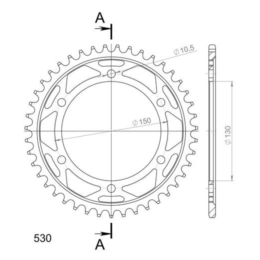 ŘETĚZOVÁ ROZETA SUPERSPROX RFE-859:43-BLK ČERNÝ 43 ZUBŮ, 530