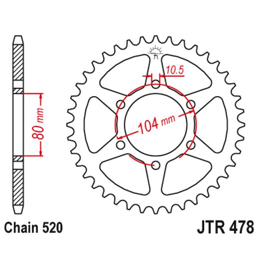 ŘETĚZOVÁ ROZETA JT JTR 478-45 45 ZUBŮ, 520