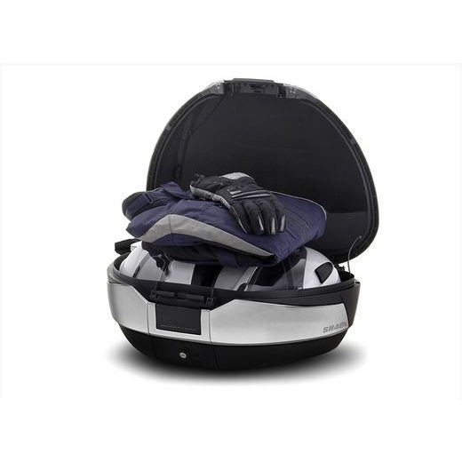 VRCHNÍ KUFR NA MOTORKU SHAD SH48 D0B48406R NOVÝ TITAN S OPĚRKOU, KARBONOVÝ KRYT A ZÁMEK PREMIUM SMART