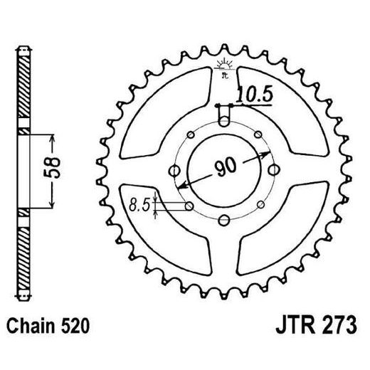 ŘETĚZOVÁ ROZETA JT JTR 273-44 44 ZUBŮ, 520