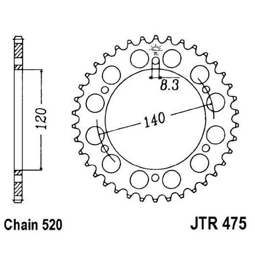 ŘETĚZOVÁ ROZETA JT JTR 475-42 42 ZUBŮ, 520