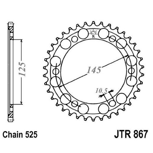 ŘETĚZOVÁ ROZETA JT JTR 867-43 43 ZUBŮ, 525