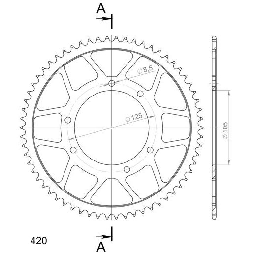 ŘETĚZOVÁ ROZETA SUPERSPROX RFE-1131:62-BLK ČERNÝ 62 ZUBŮ, 420
