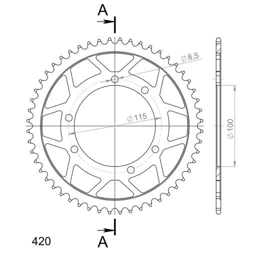 ŘETĚZOVÁ ROZETA SUPERSPROX RFE-6601:52-BLK ČERNÝ 52 ZUBŮ, 420