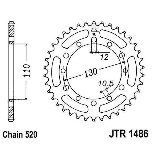 ŘETĚZOVÁ ROZETA JT JTR 1486-40 40 ZUBŮ, 520