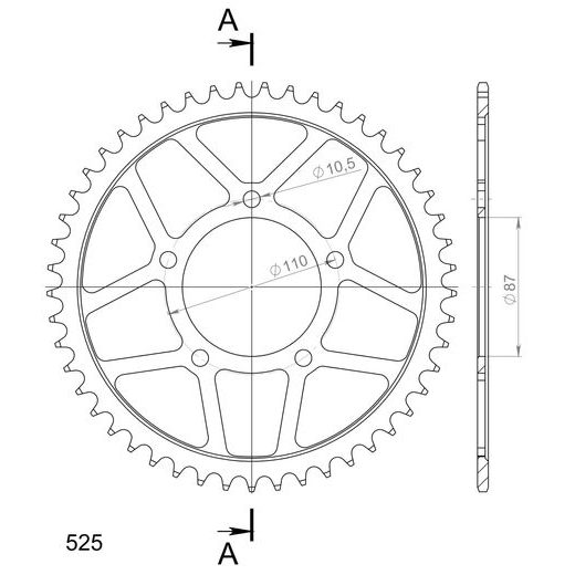 ŘETĚZOVÁ ROZETA SUPERSPROX RFE-807:49-BLK ČERNÝ 49 ZUBŮ, 525