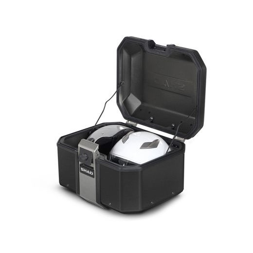KOMPLETNÍ SADA ČERNÝCH HLINÍKOVÝCH KUFRŮ SHAD TERRA BLACK, 48L TOPCASE 36L/47L BOČNÍ KUFRY, VČETNĚ MONTÁŽNÍ SADY A PLOTNY SHAD CF MOTO 800MT