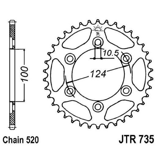 ŘETĚZOVÁ ROZETA JT JTR 735-40 40 ZUBŮ, 520