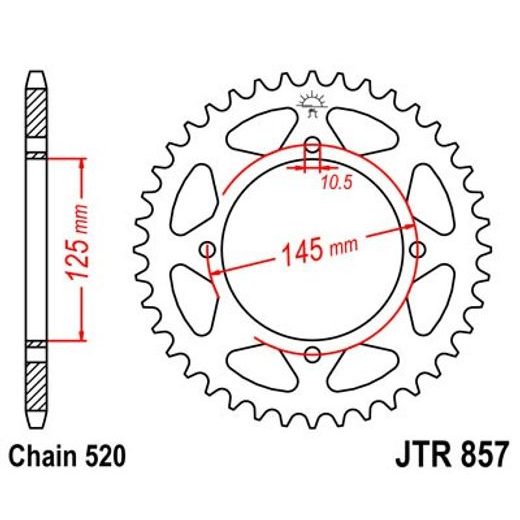ŘETĚZOVÁ SADA EK - ZLATÝ ŘETĚZ 520 MVXZ, X-KROUŽEK, KOLEČKO JT POGUMOVANÉ, ROZETA JT PRO YAMAHA XT 600 1987-1994